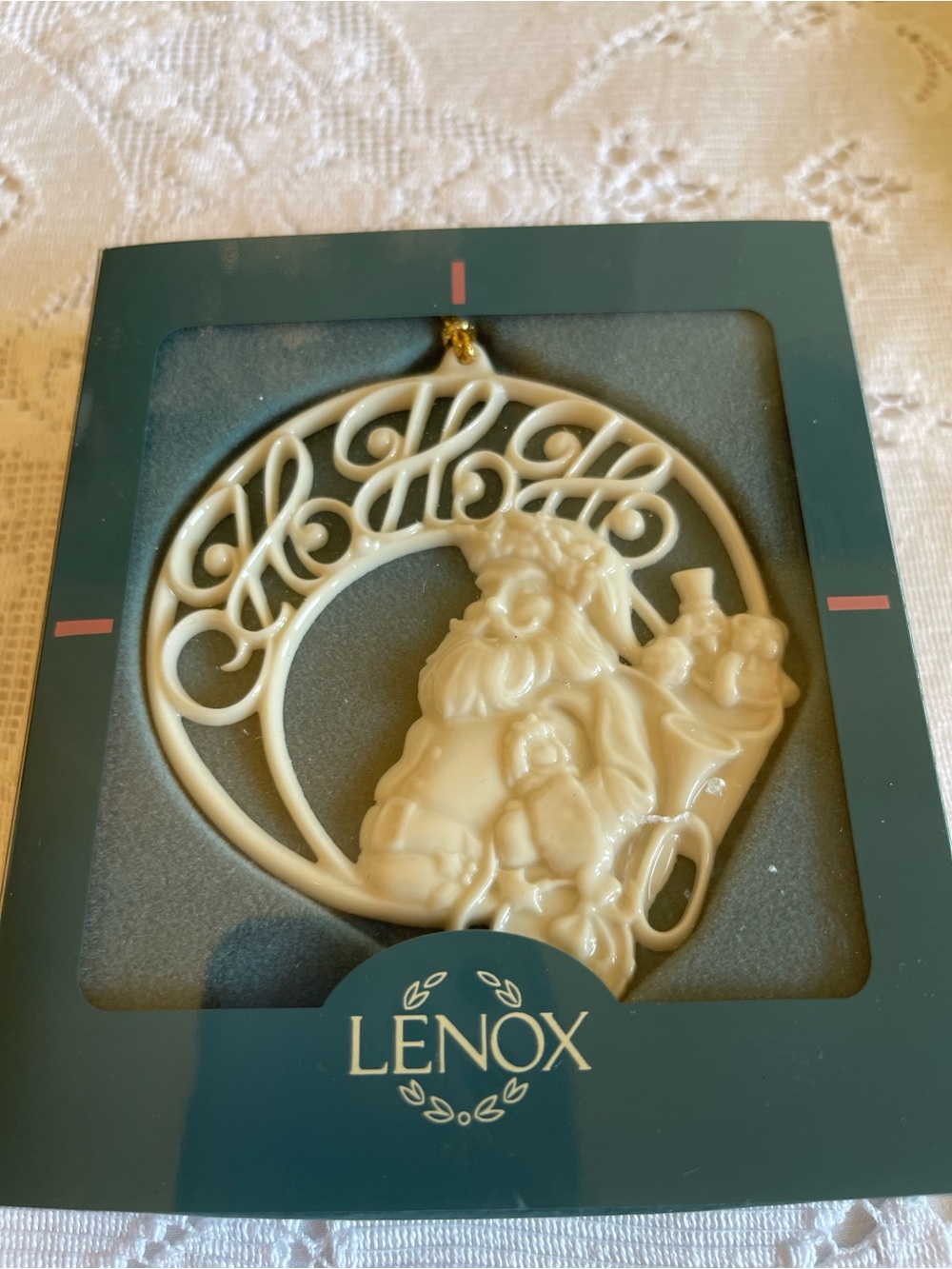 Lenox Ho Ho Ho Santa Porcelain Christmas Ornament NIB Made in USA - Picture 3 of 4